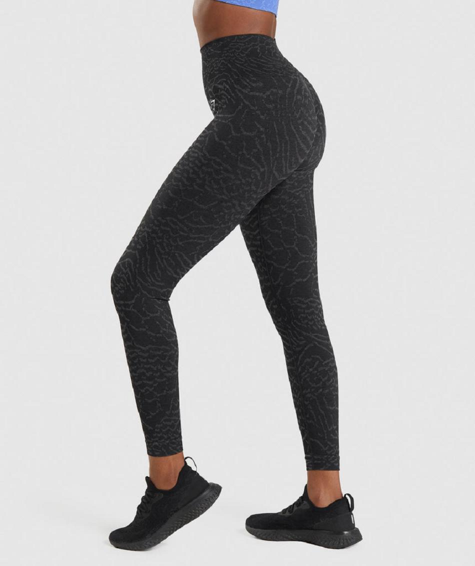 Gymshark Adapt Animal Seamless Ženske Tajice Crne | HR 4023UZG